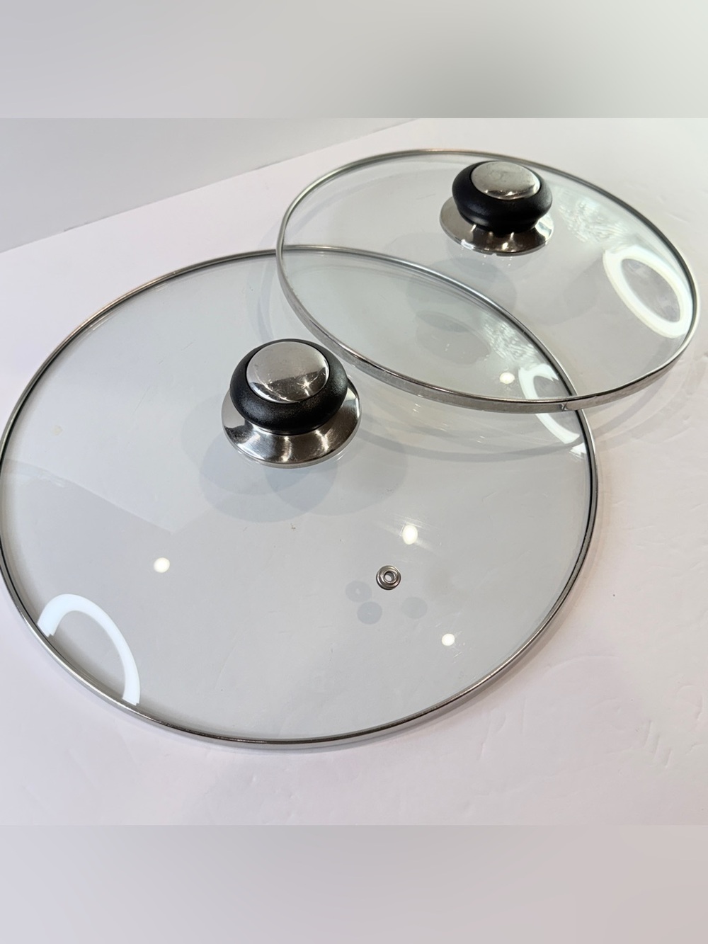 Tempered Glass Pot Lid Set 8” & 10” Stainless Steel Rim Replacement Covers